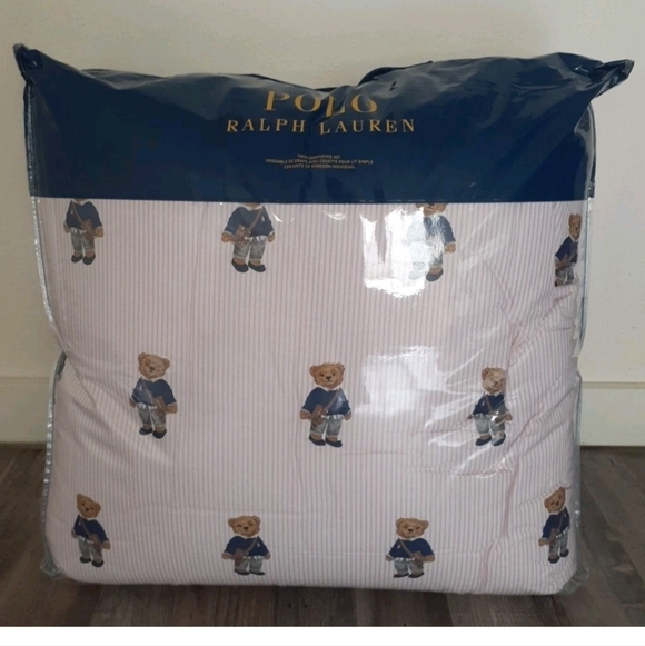 Polo Ralph Lauren Other - Polo Ralph Lauren Bear Collection Twin Comforter Set 1 Sham Girl Striped Pink